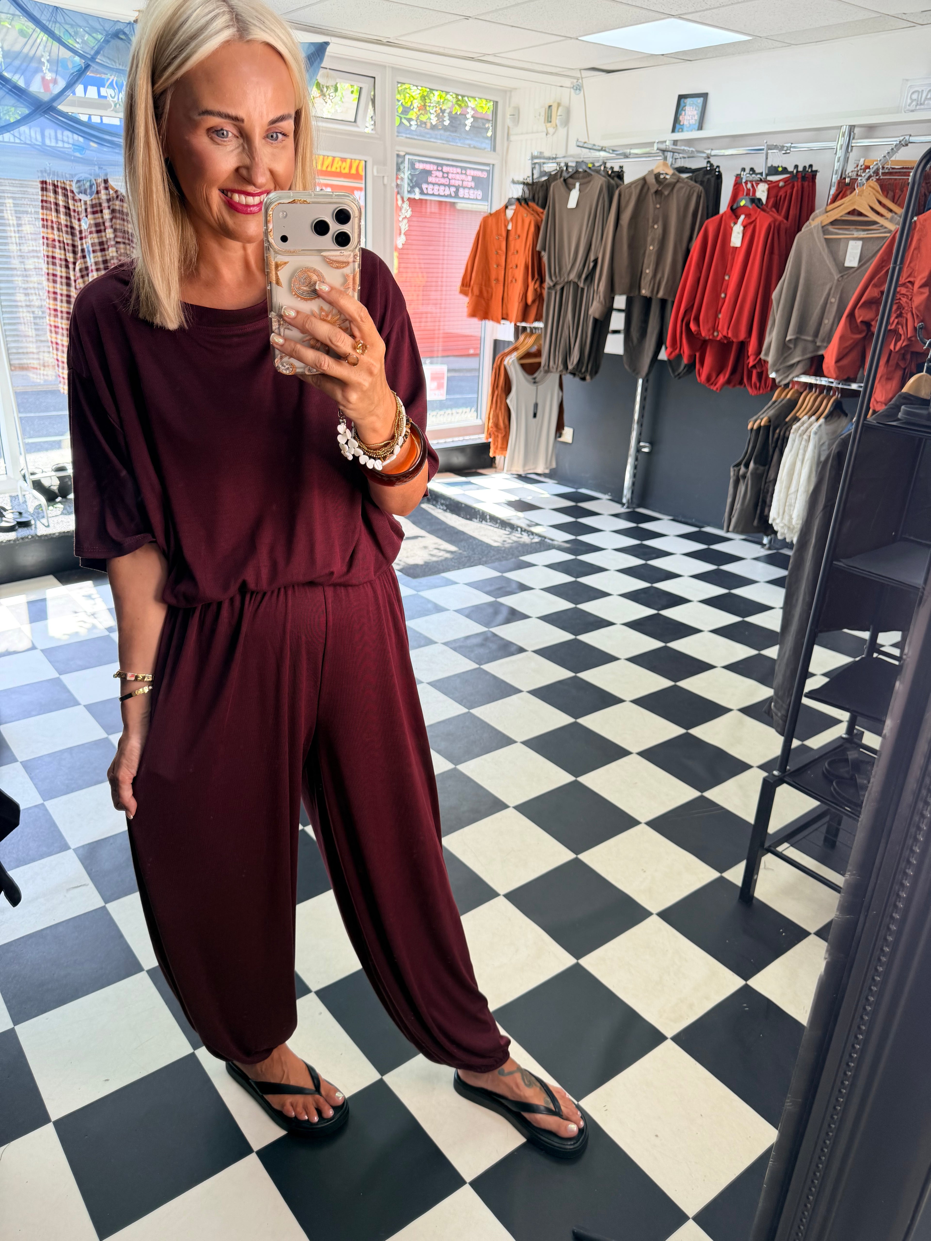 Weekend Slouch Co Ord Wine