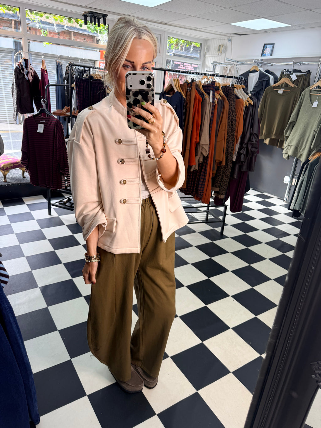 Zeta Otto Cream Jersey Military Jacket
