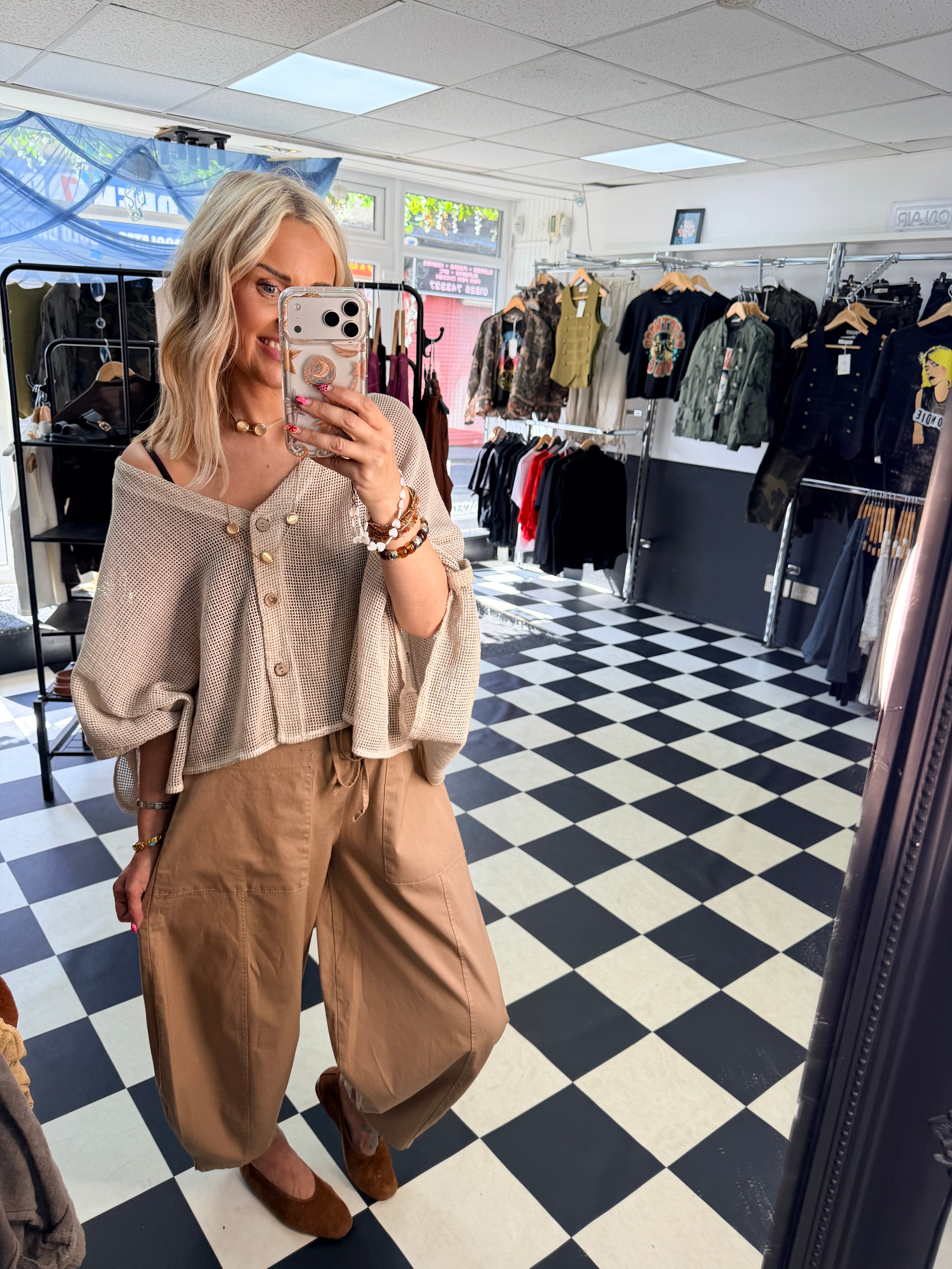 Barrel Leg Trousers Camel