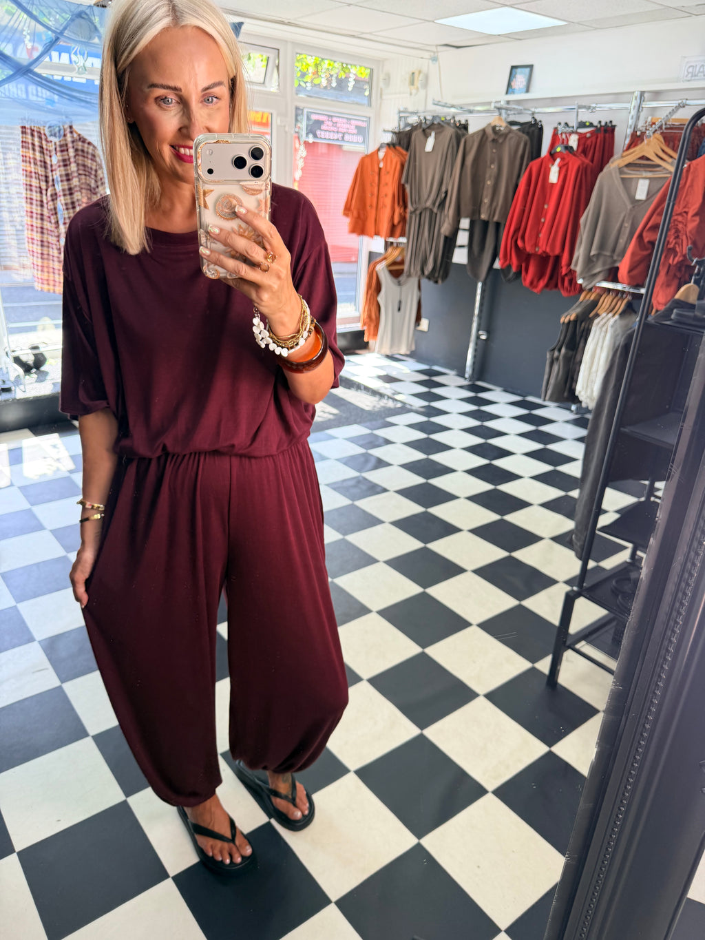 Weekend Slouch Co Ord Wine