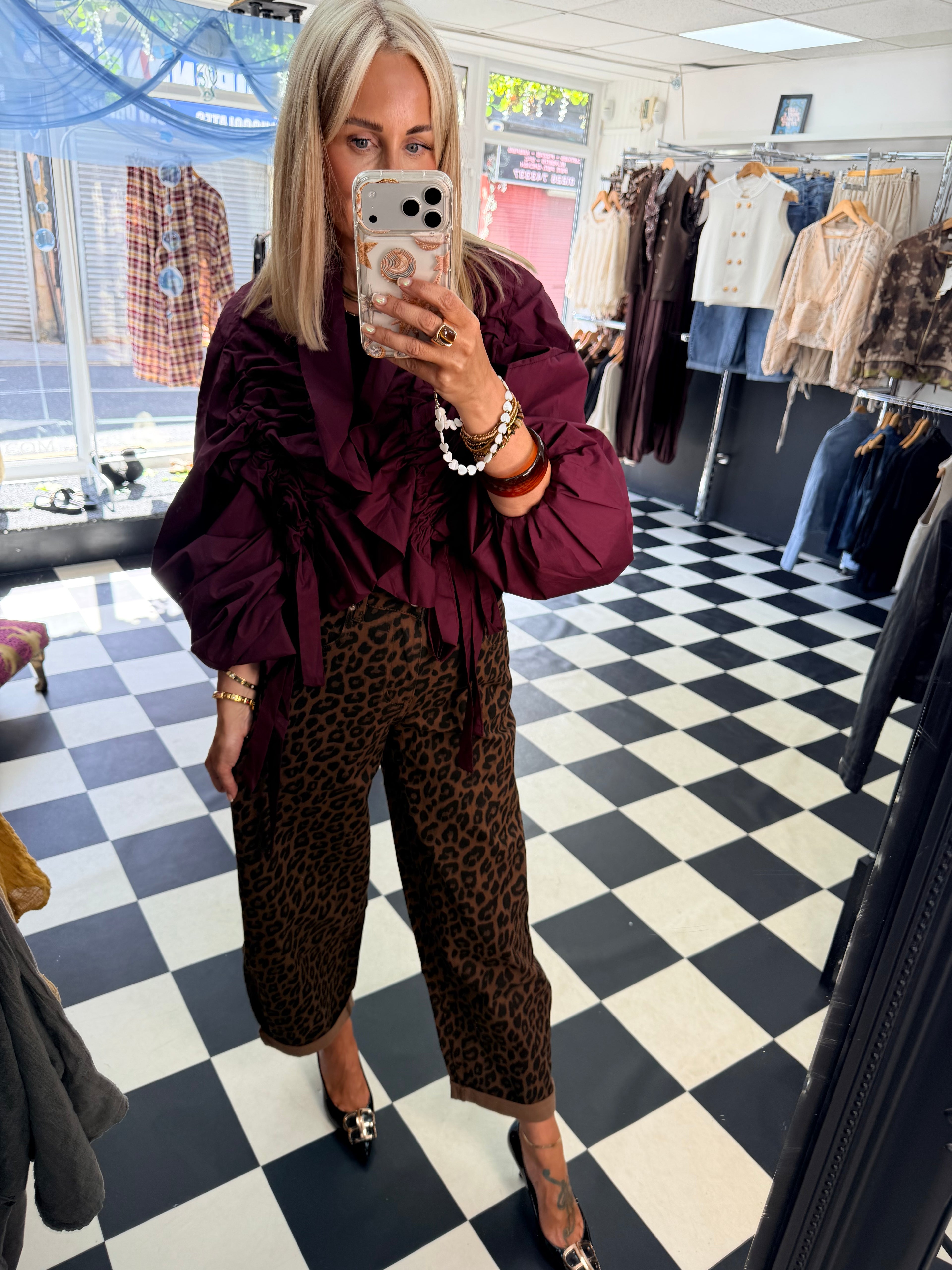 Ruffle Lightweight Jacket Wine