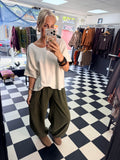 Fine Cord Balloon Trouser Khaki