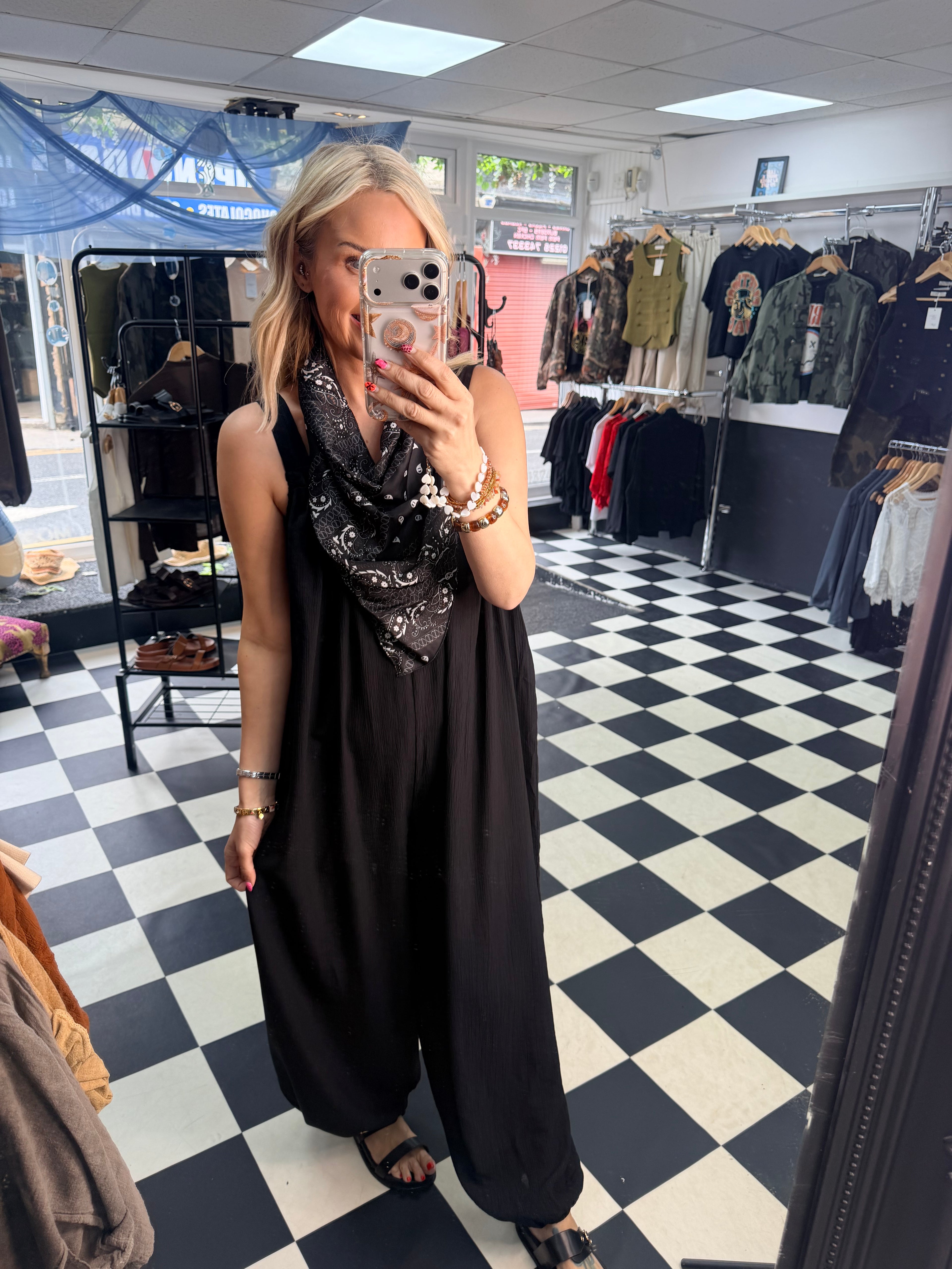 Bandana Scarf Jumpsuit black