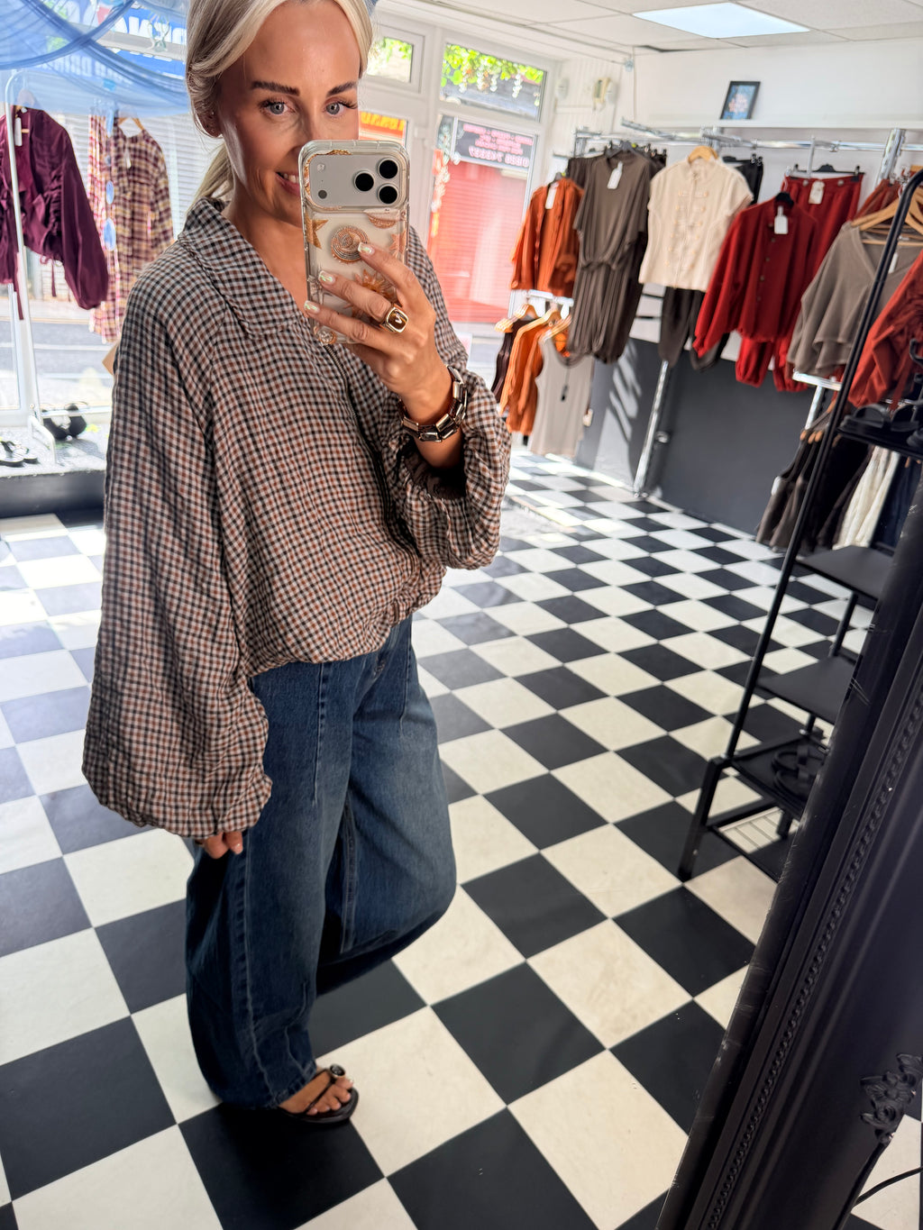 Plaid Slouchy Bomber Chocolate
