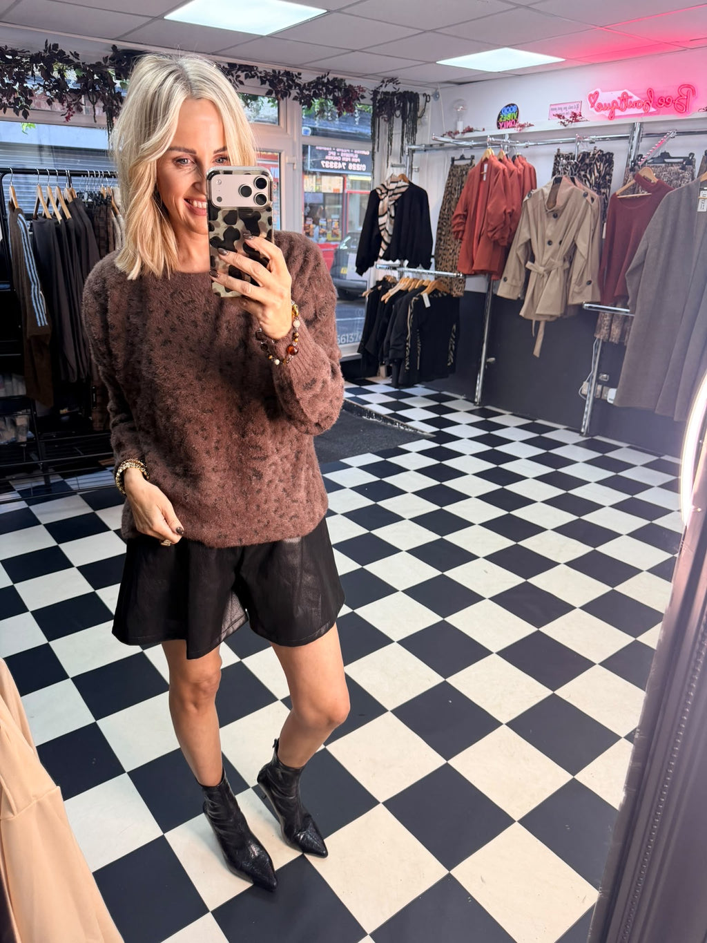 Amara animal print jumper Chocolate