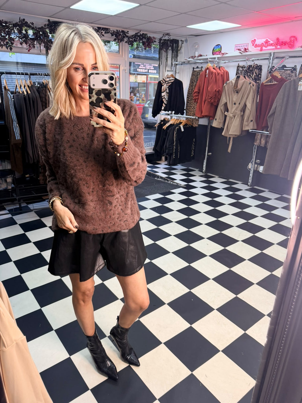 Amara animal print jumper Chocolate