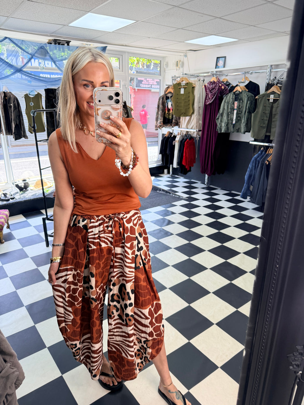 Funky Animal Split Trousers Rust