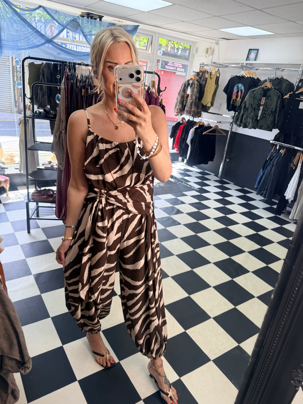 Wrap Crinkle Jumpsuit Coffee and Cream