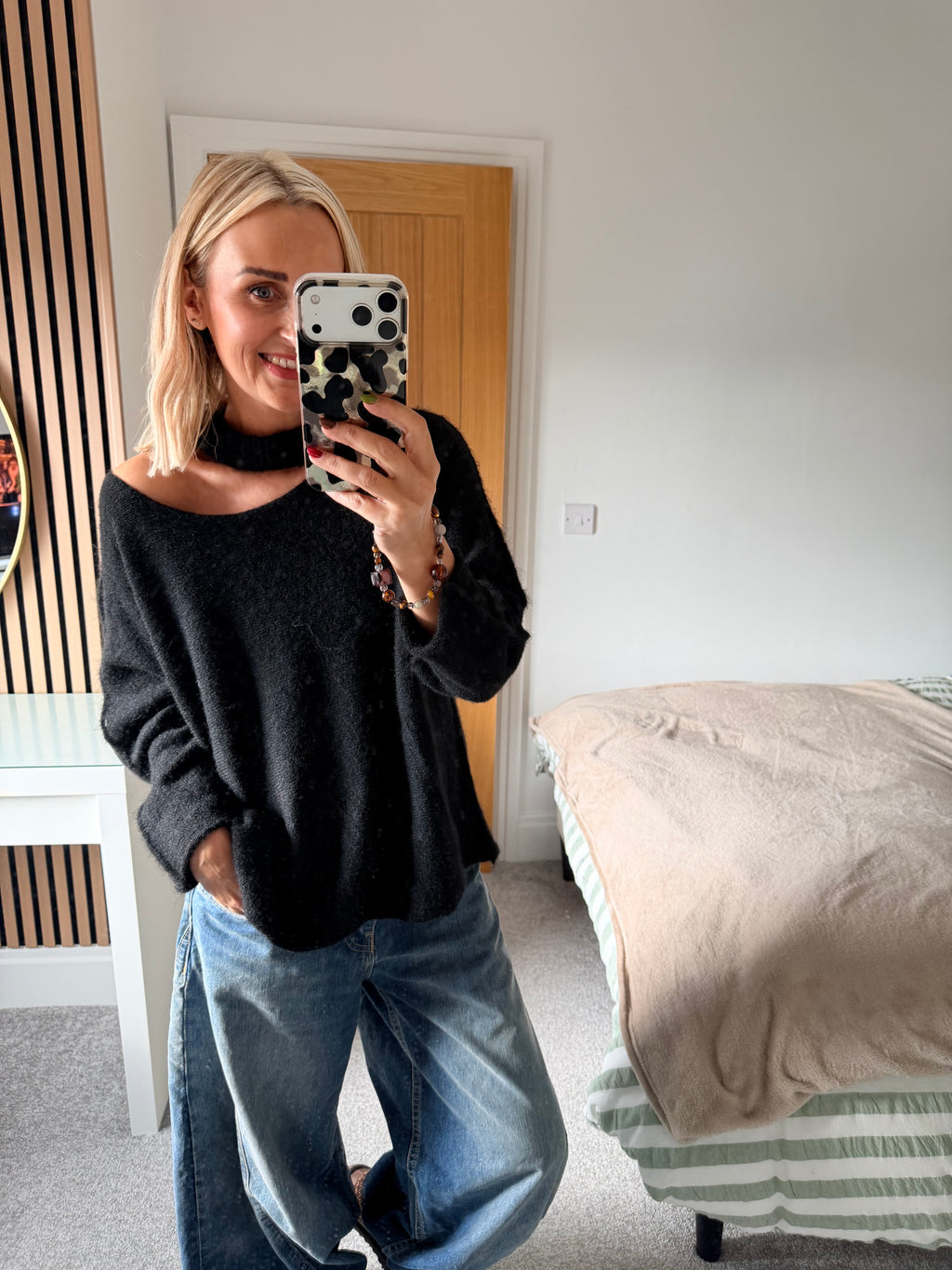 Slash Neck Jumper Black 12-18