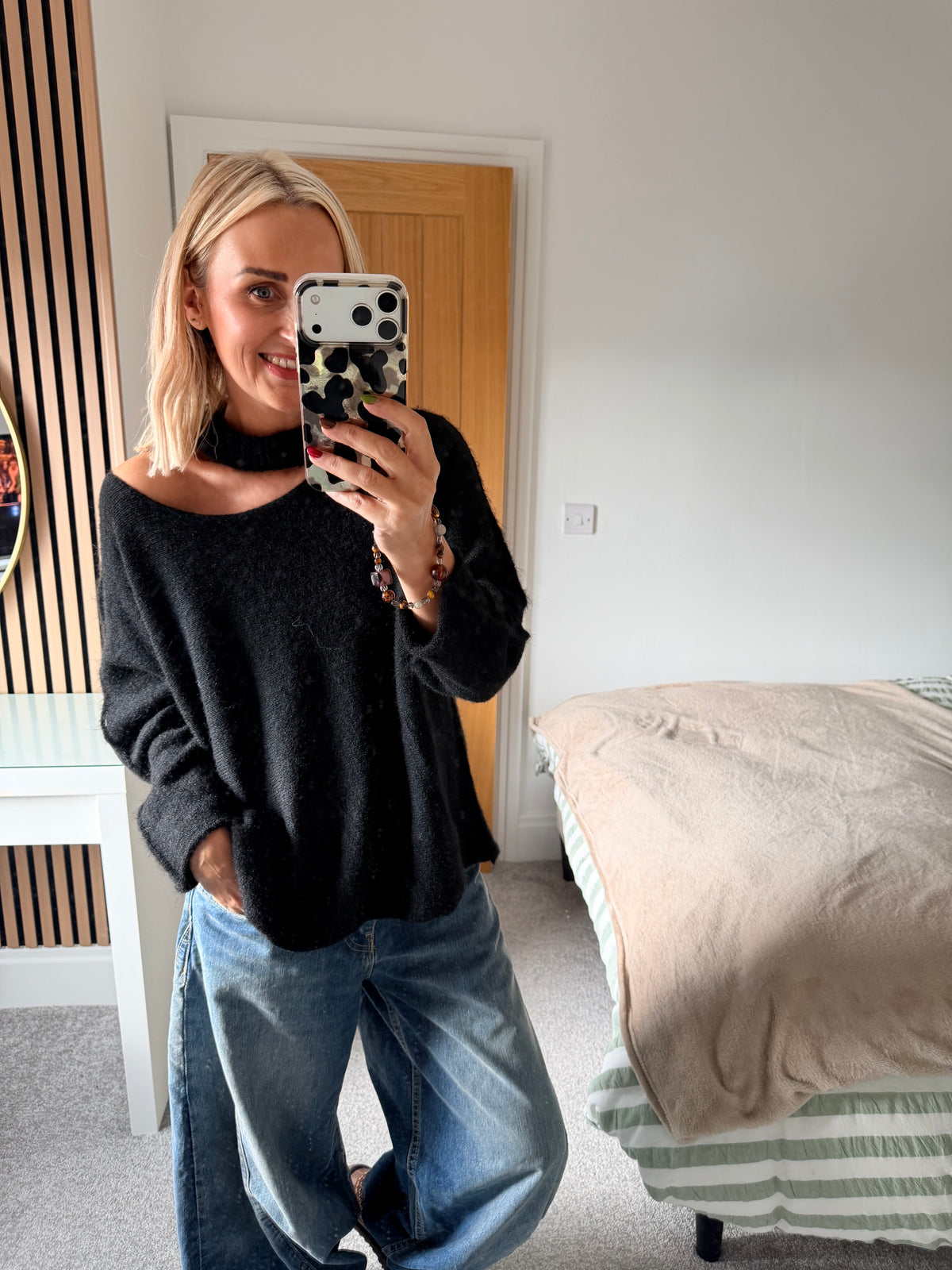 Slash Neck Jumper Black 12-18