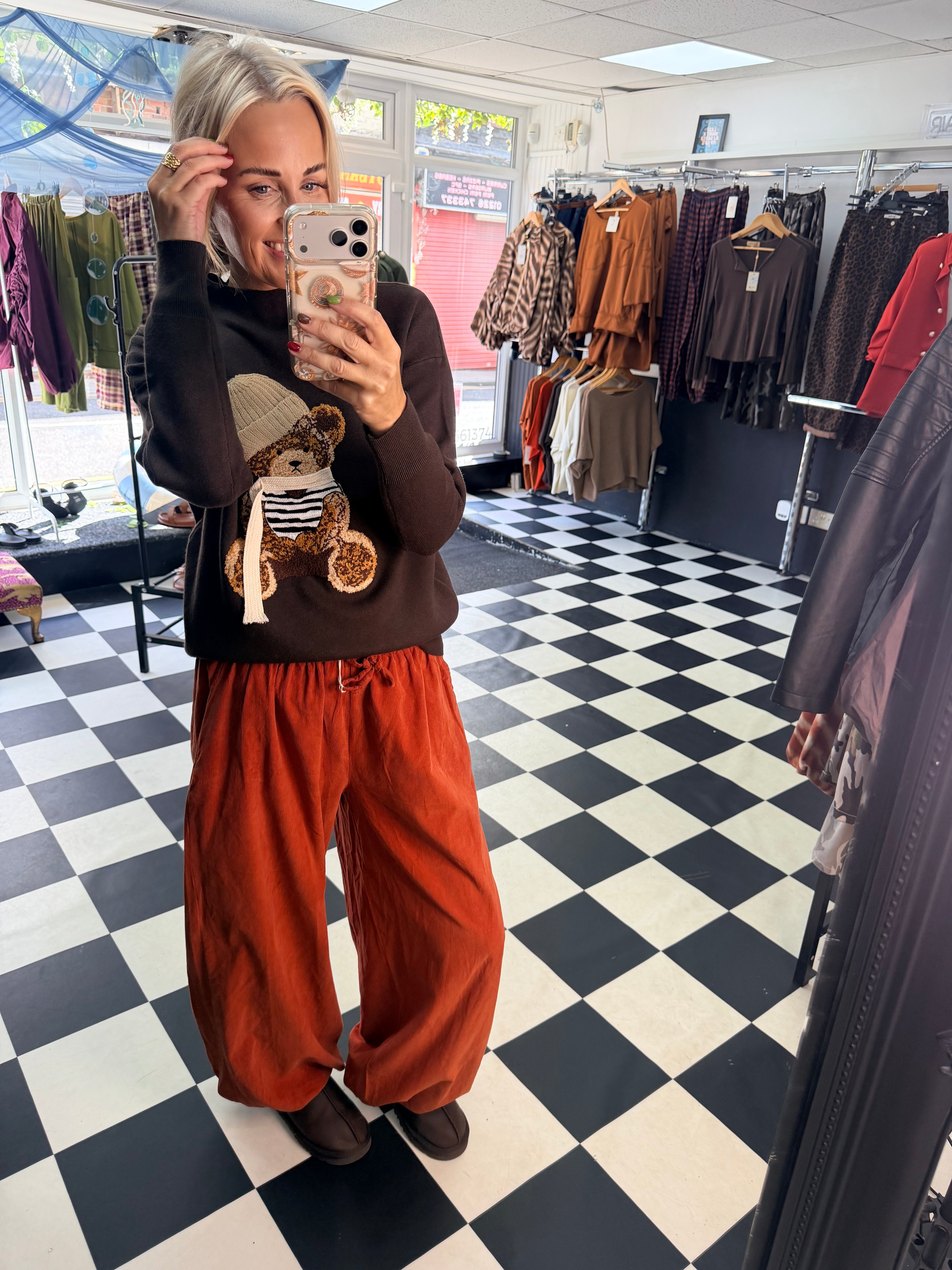 Fine Cord Balloon Trouser Rust