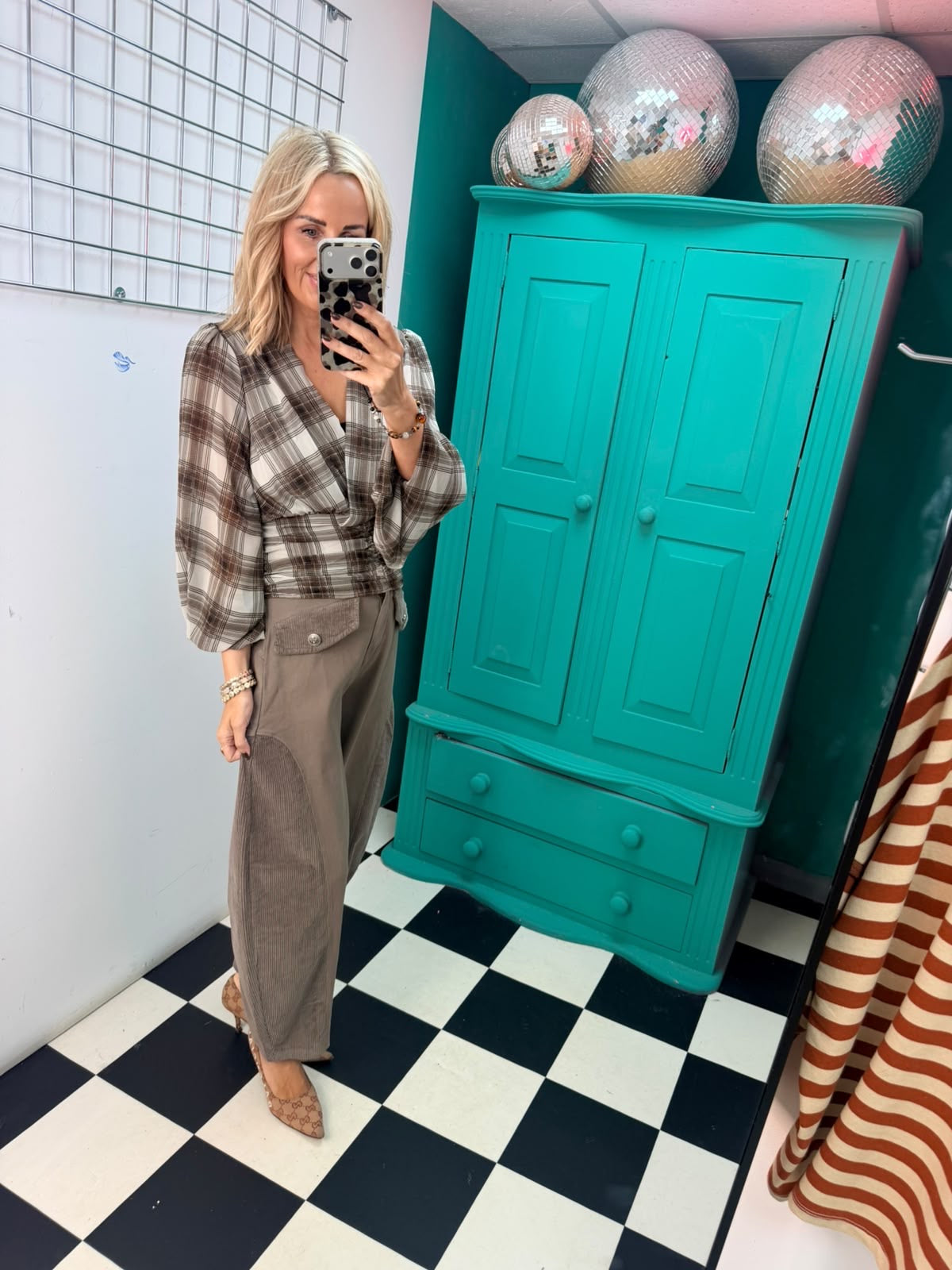 Aspen chunky check top - chocolate and cream