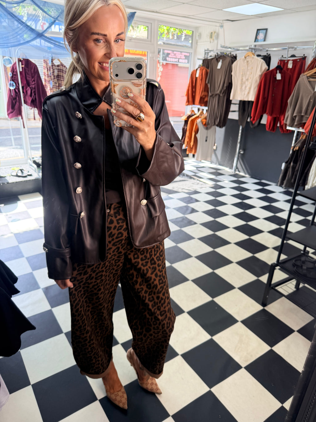 Boxy Style Pu Blazer Chocolate