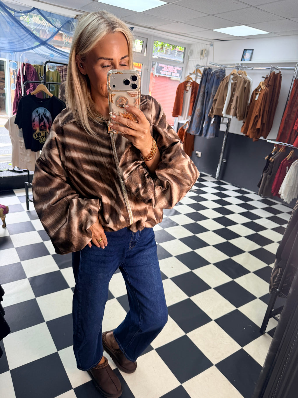 Needlecord Zebra Slouchy Jacket Chocolate