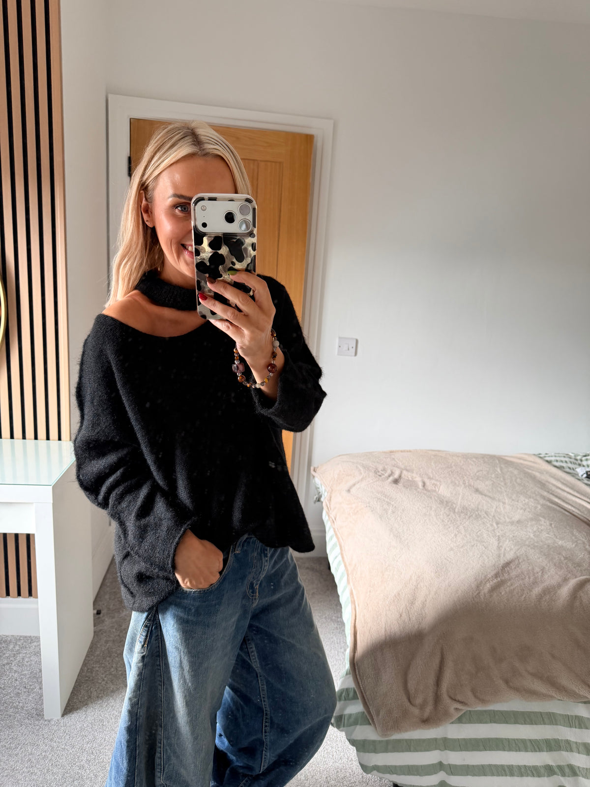 Slash Neck Jumper Black 12-18