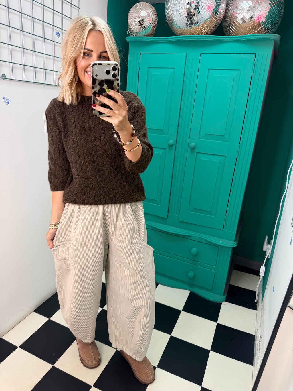 Cord Barrel Trousers Cream