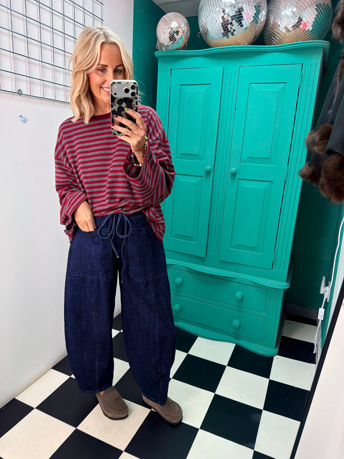 The cosy stripe - Grey and wine