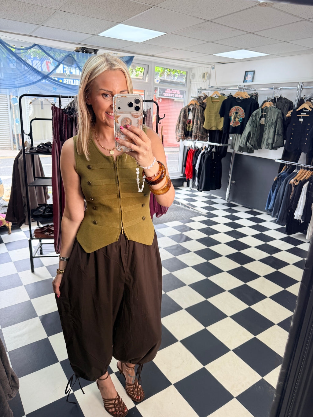 Double zip military waistcoat Green