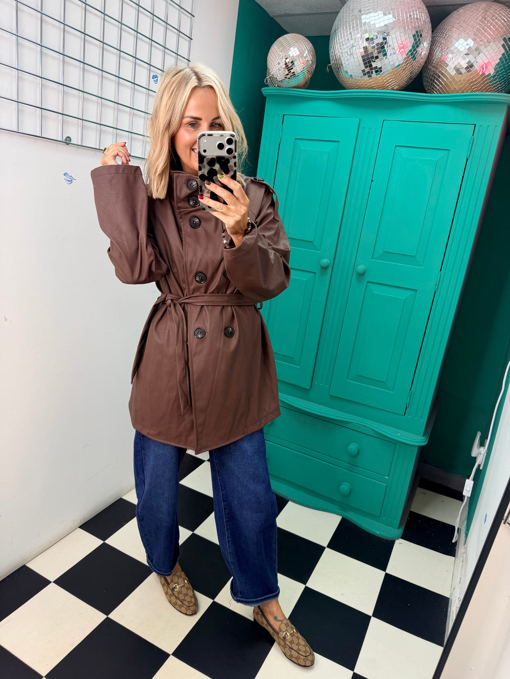 PU Midi Trench Coat Chocolate