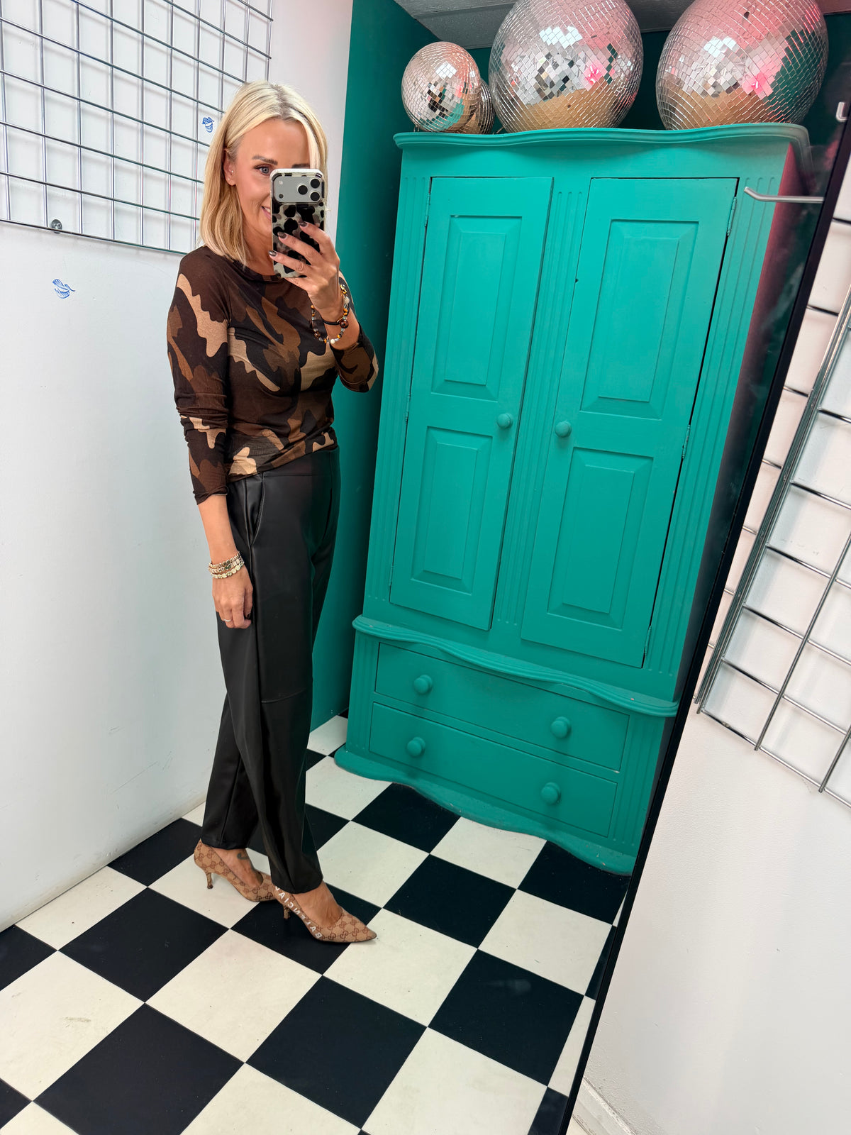 Pu Carrot Leg Trousers Black