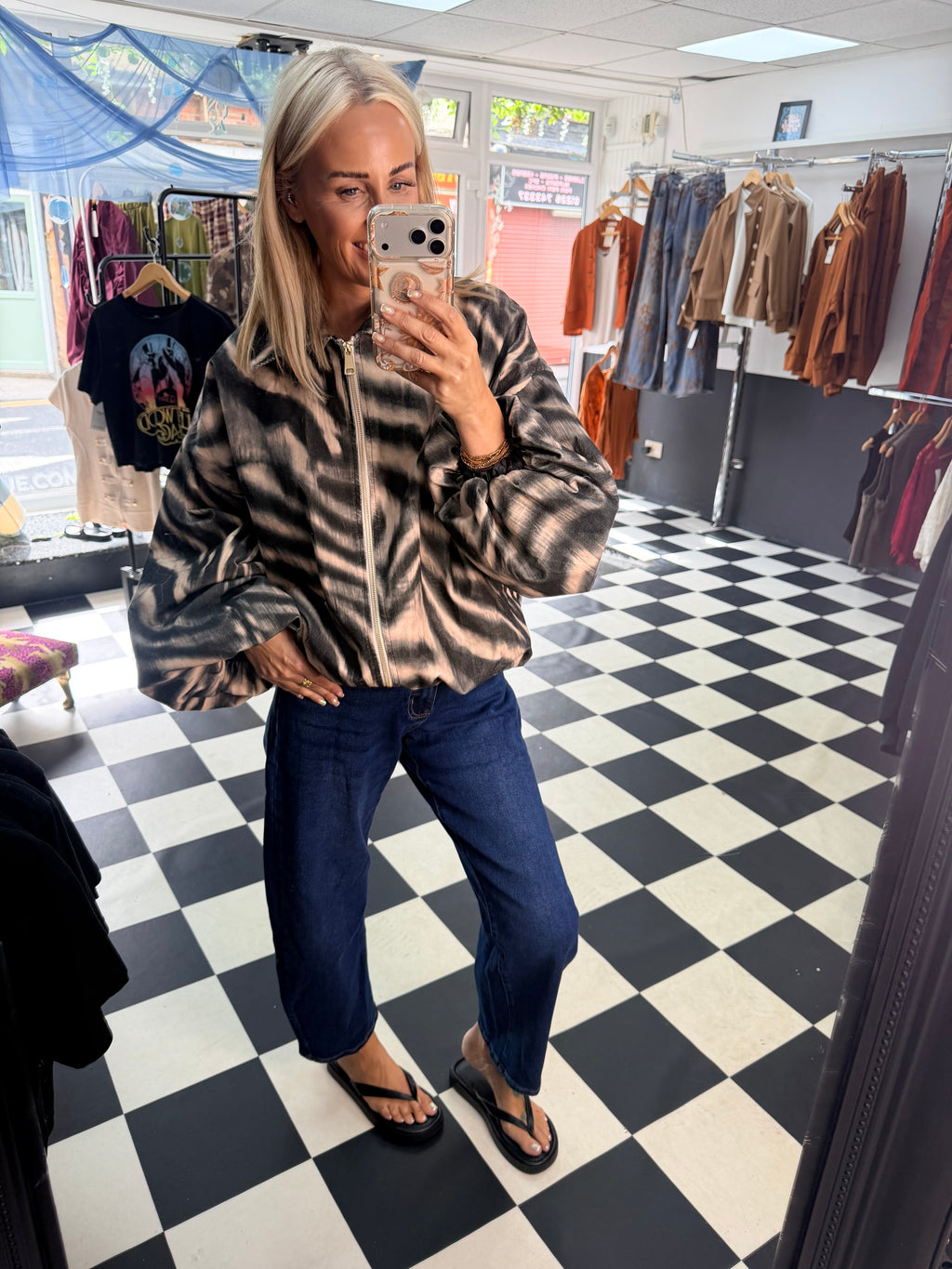 Needlecord Zebra Slouchy Jacket Black