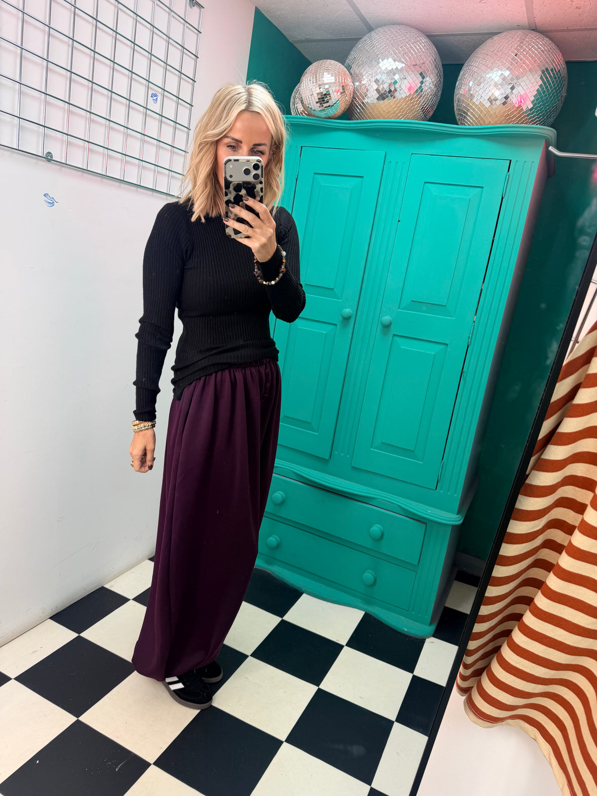 Button front cuff joggers - Plum