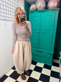 Button front cuff joggers - Cream