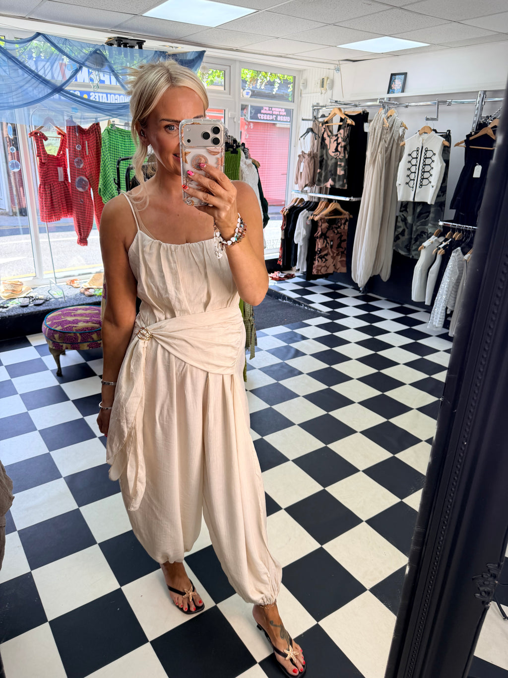 Wrap Crinkle Jumpsuit cream