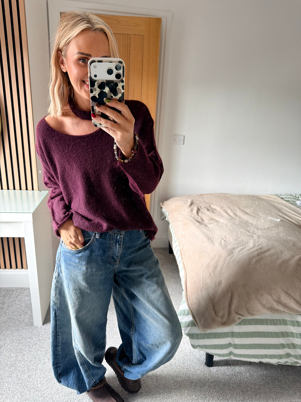 Slash Neck Jumper Plum