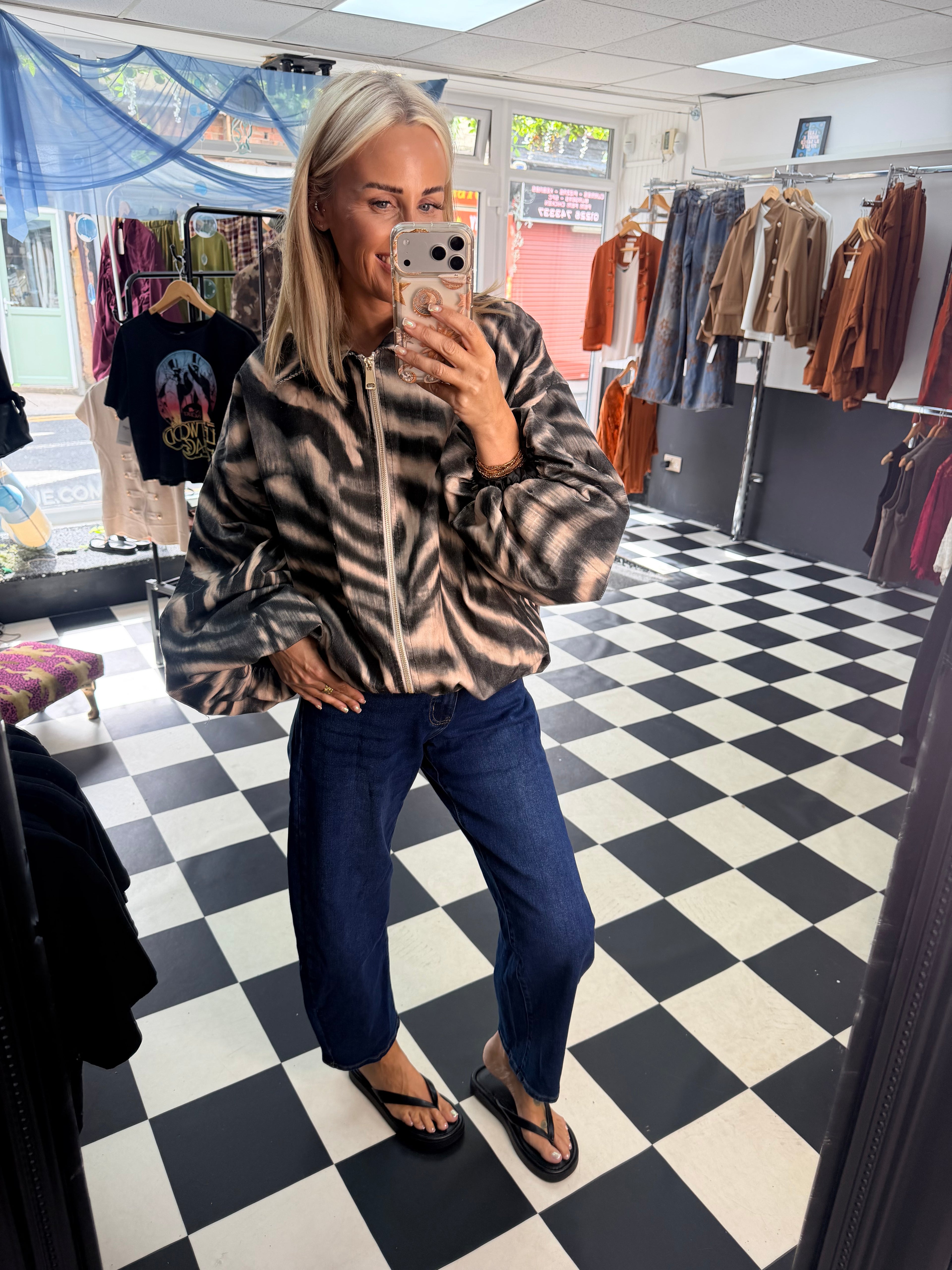 Needlecord Zebra Slouchy Jacket Black