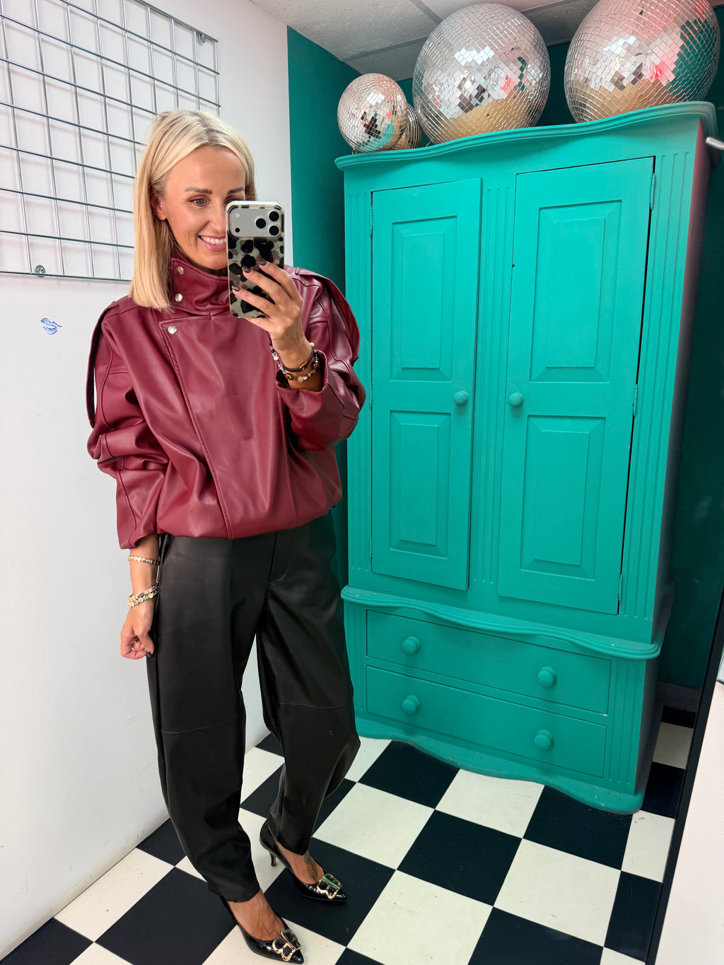 The Viral PU Jacket Wine