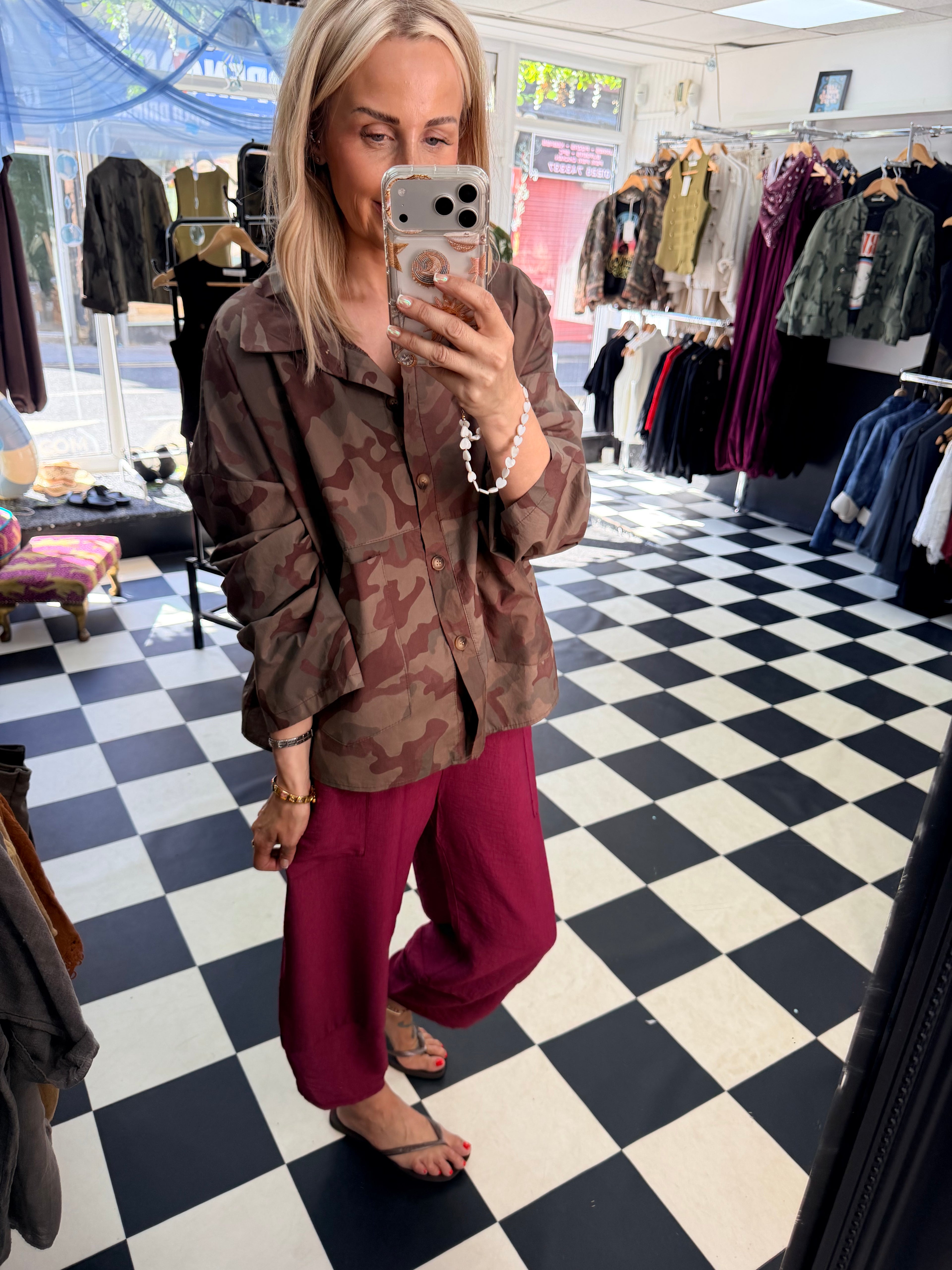 Camo Shacket Chocolate