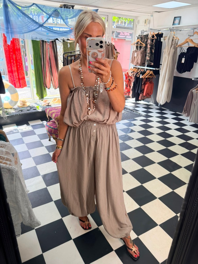 Button balloon trouser - Taupe