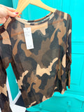 Cashmere Blend Camo Top Black and Chocolate
