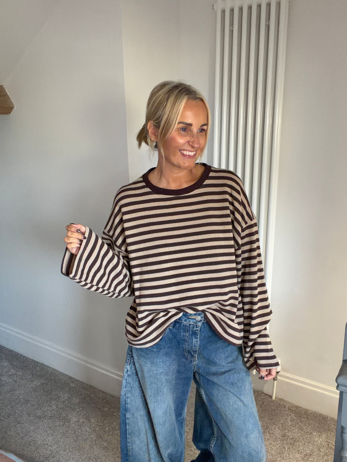 Weekend slouch stripe Chocolate and Camel Special Buy