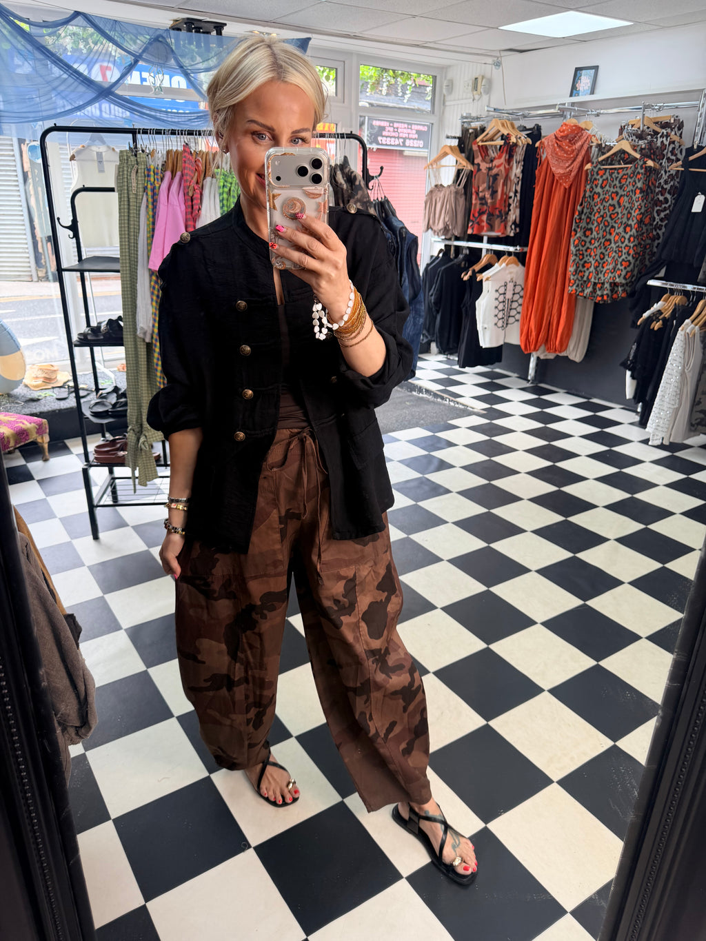 Camo Barrel leg trousers Chocolate