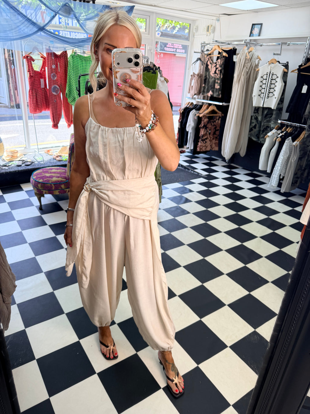 Wrap Crinkle Jumpsuit cream