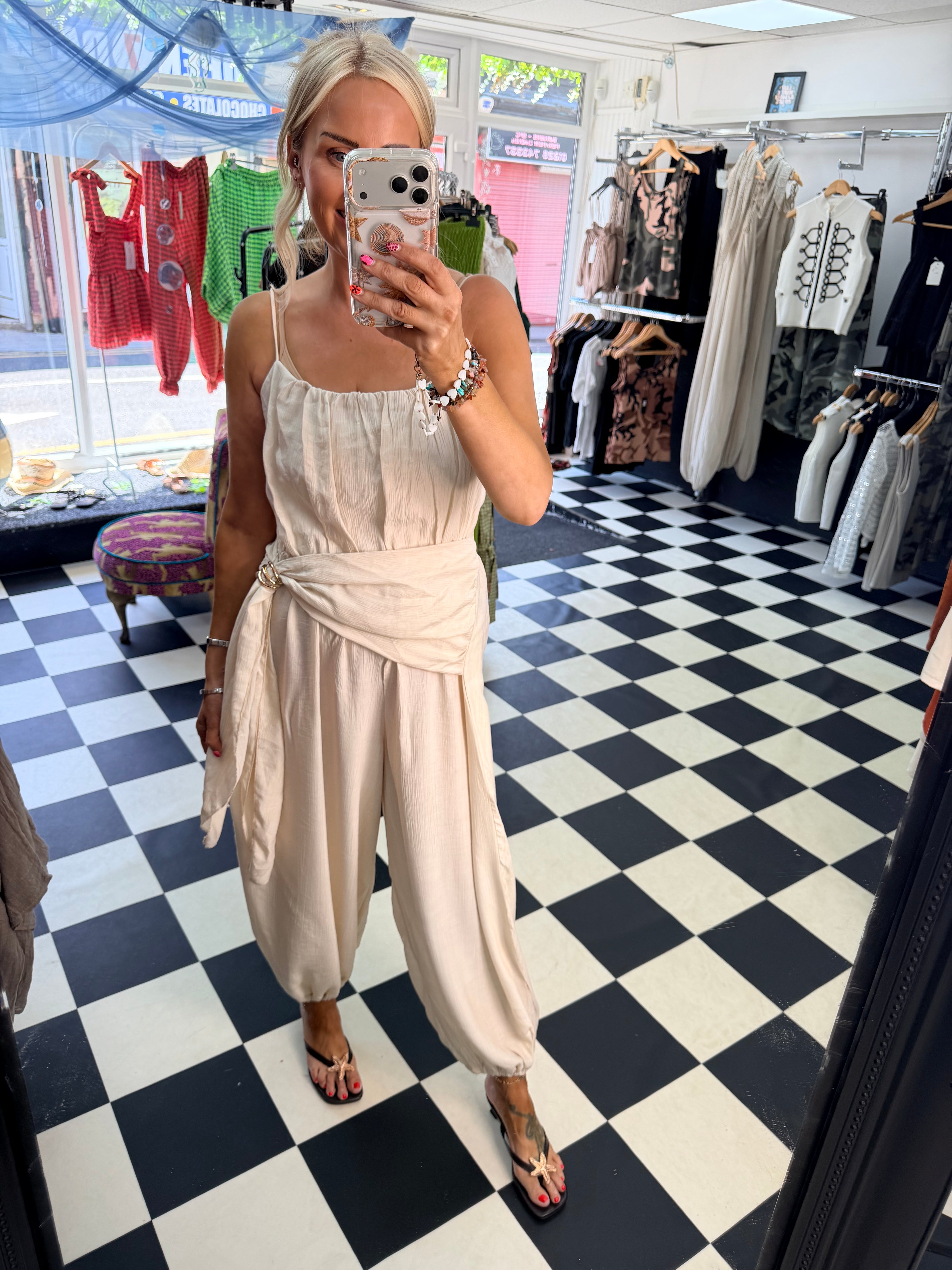 Wrap Crinkle Jumpsuit cream