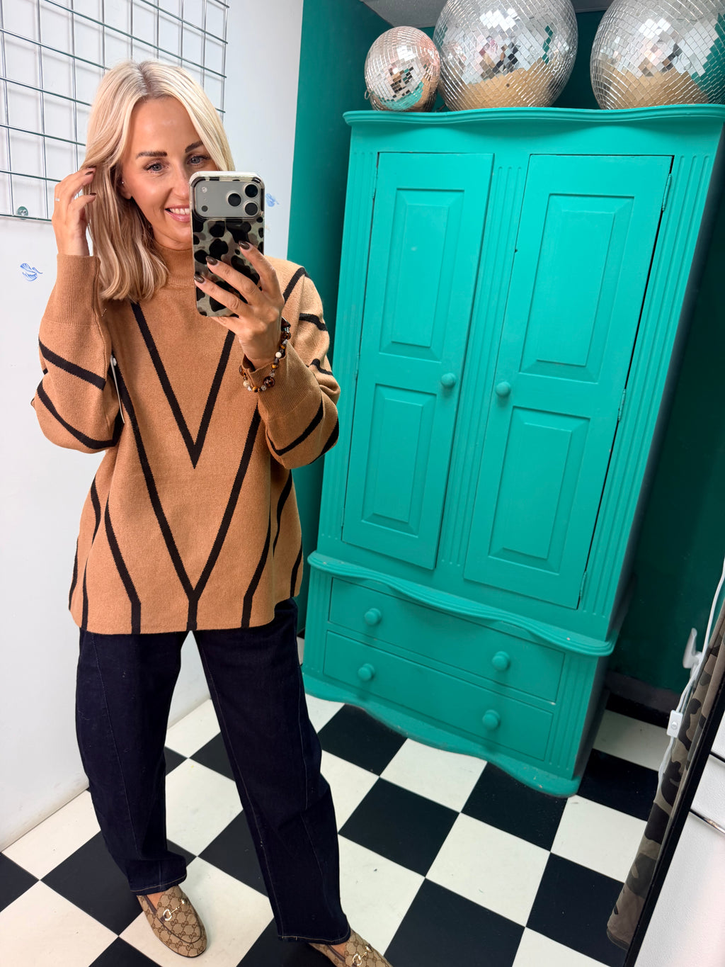 Turtle Neck Jumper V design Tan Special Buy