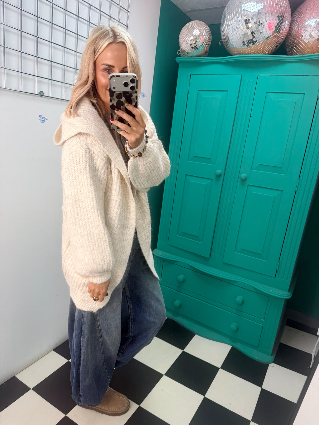 Chunky Hooded Cardigan Cream