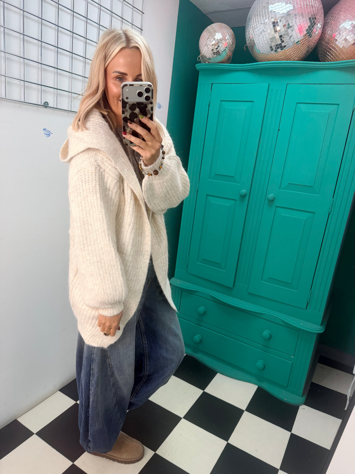 Chunky Hooded Cardigan Cream