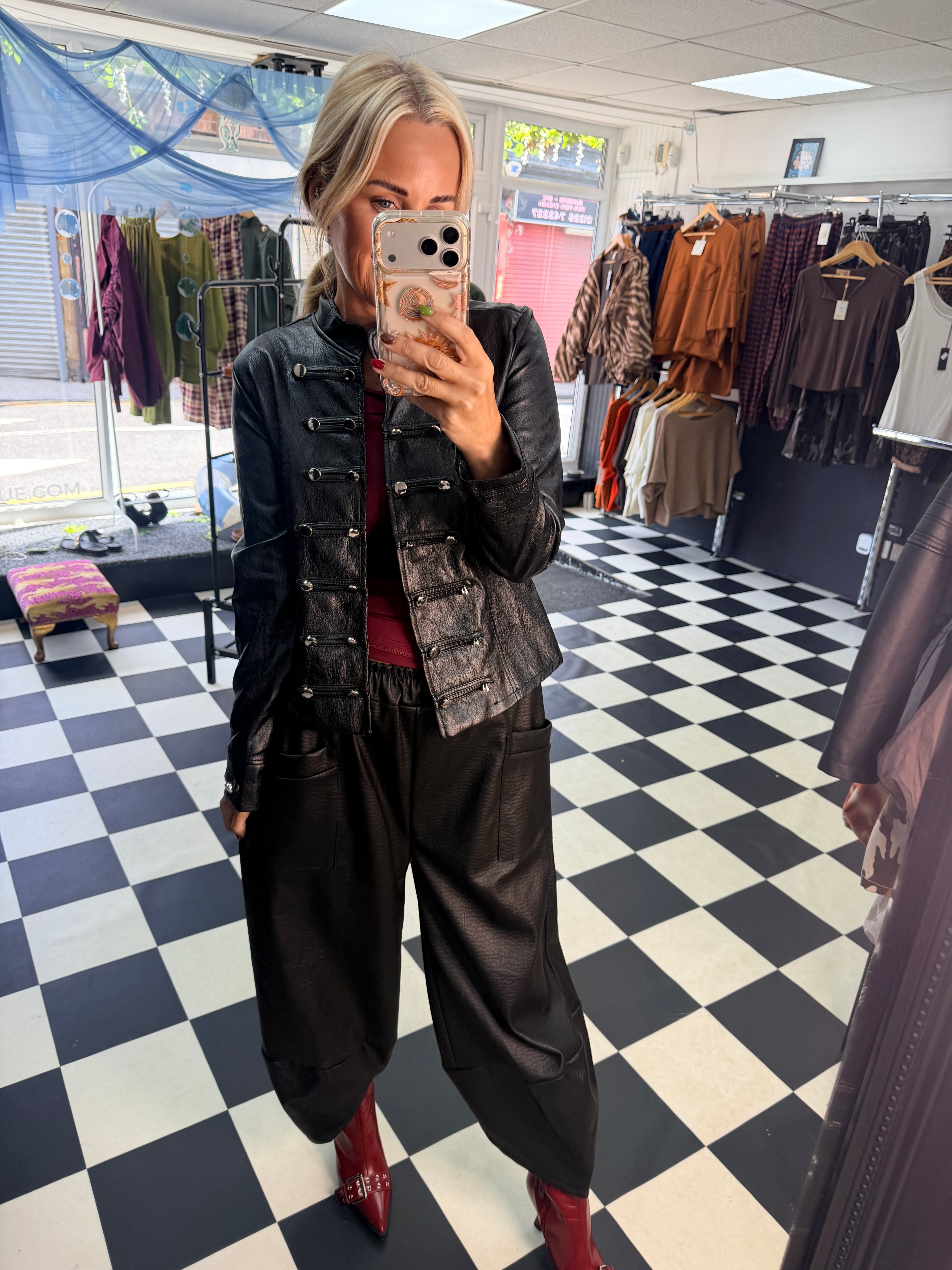 Fitted Military Jacket - Black Size 8-12