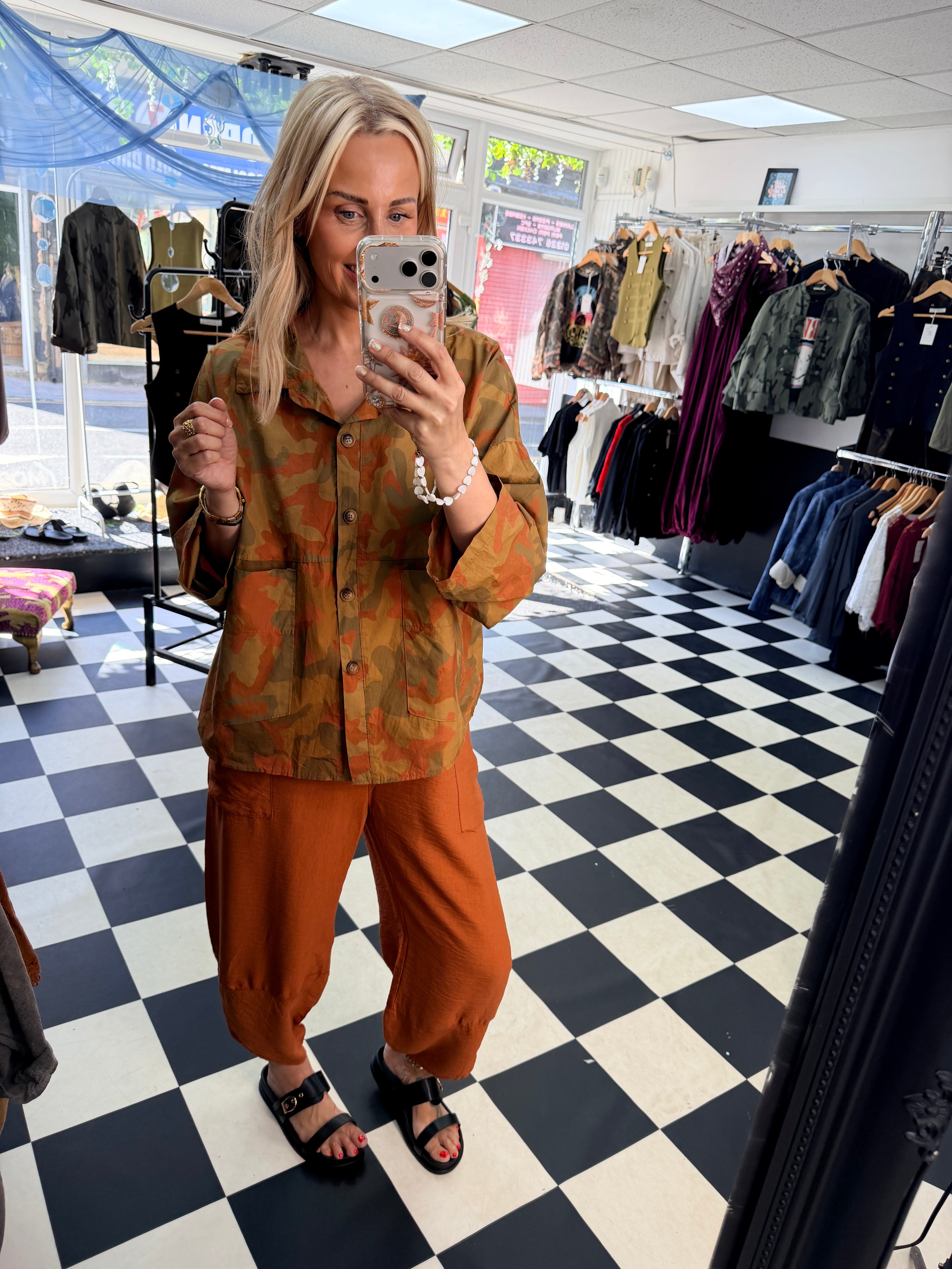Camo Shacket Rust