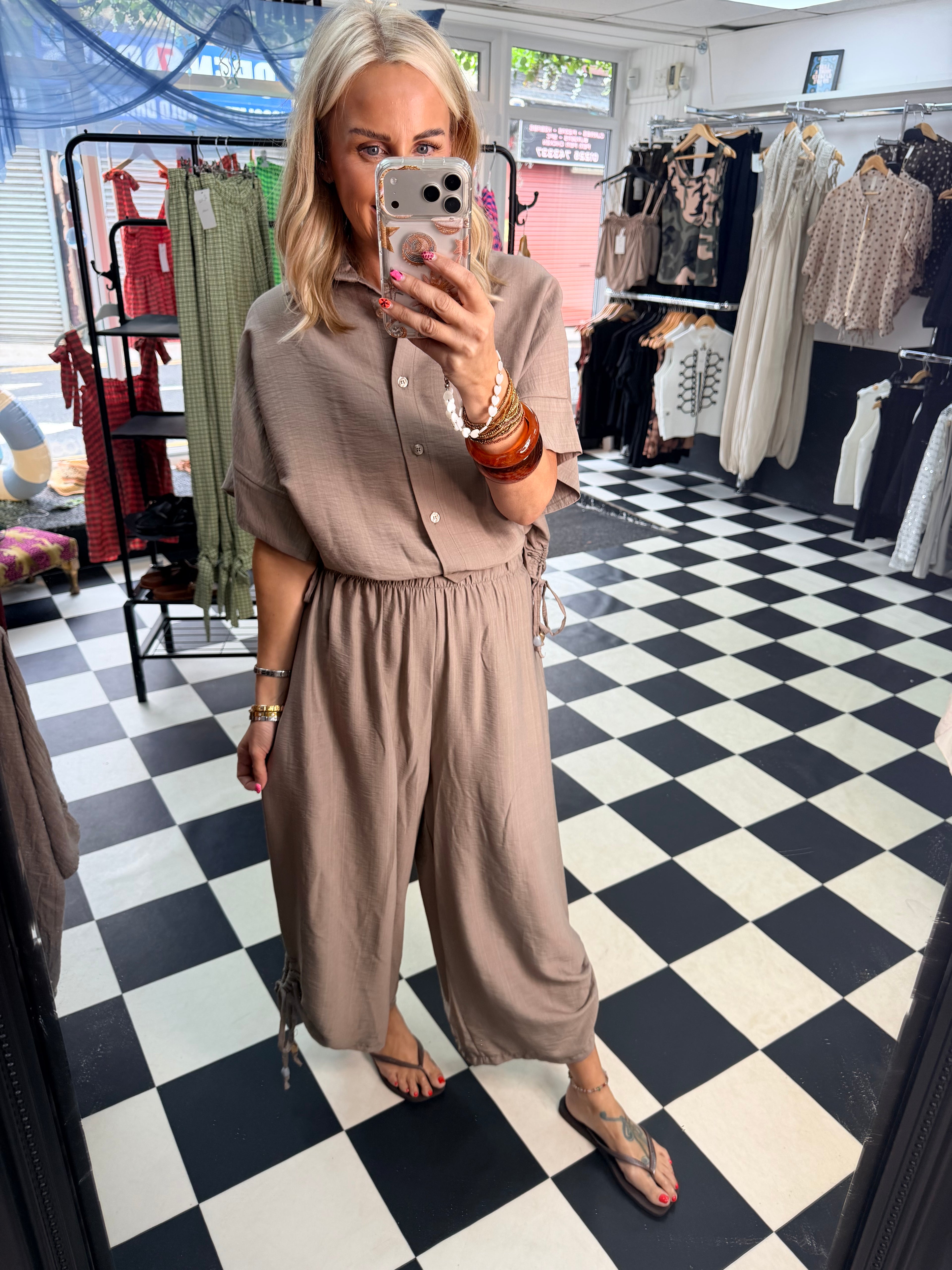 Beaded Co Ord Taupe