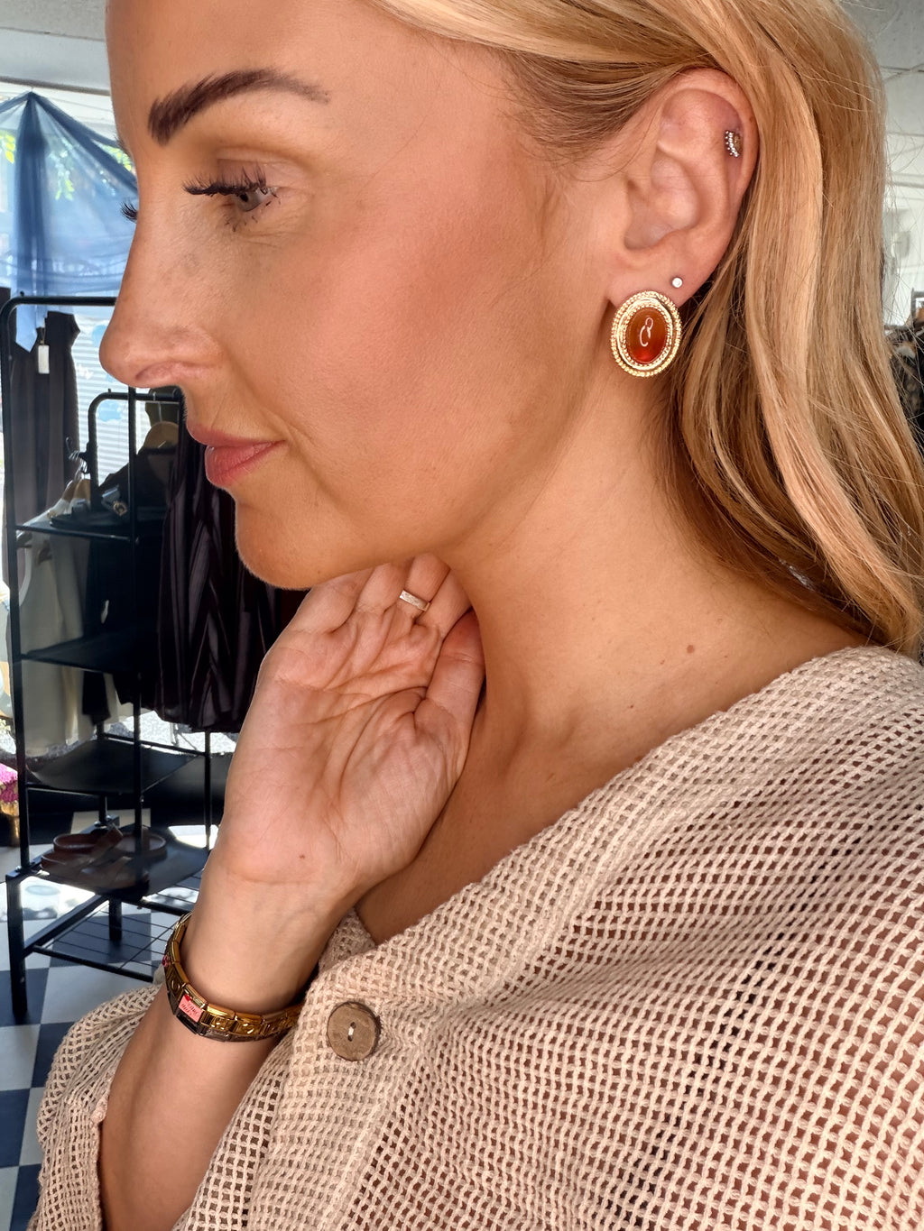 Amber Oval Earrings