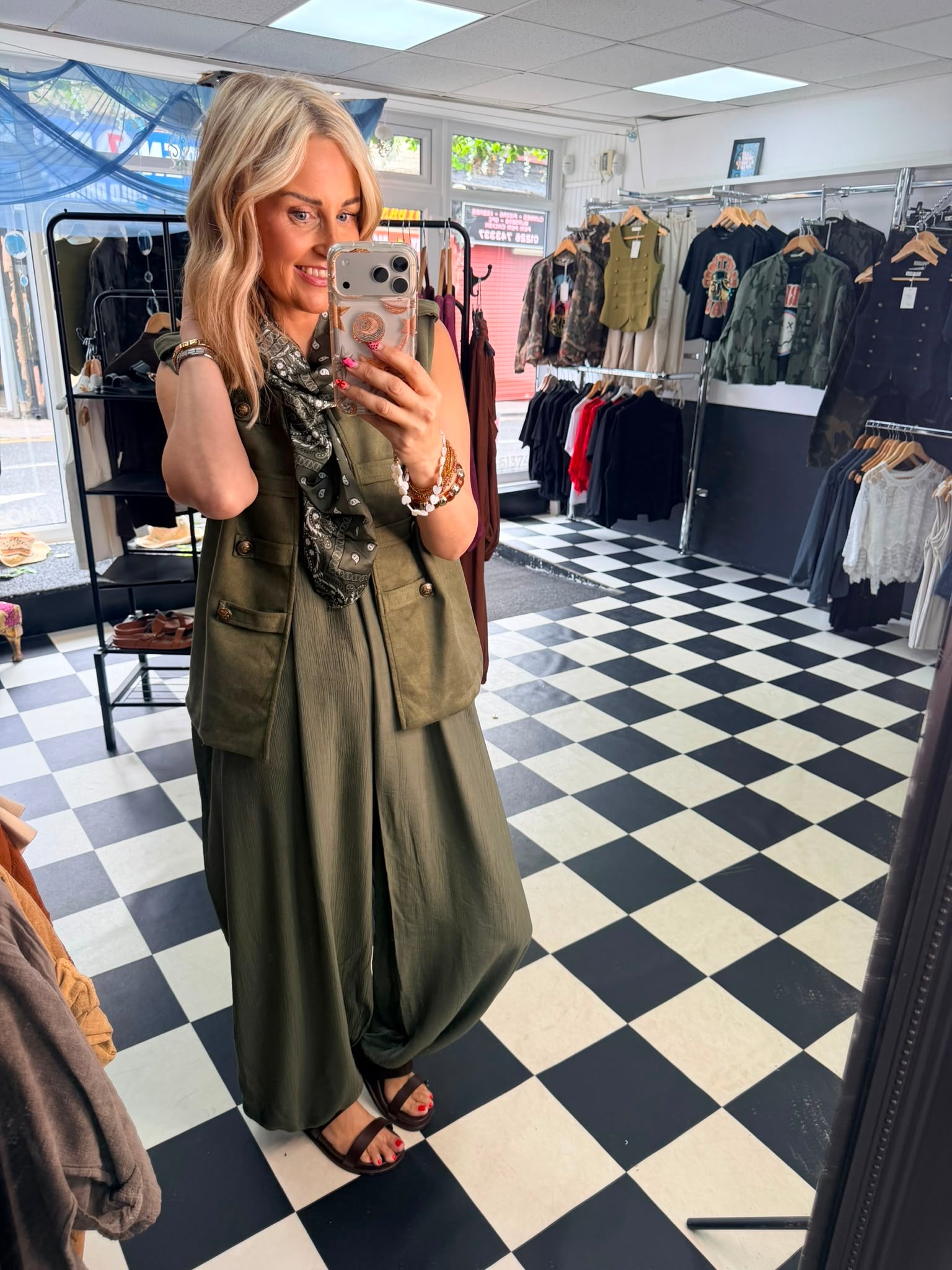 Faux suede military waistcoat - khaki