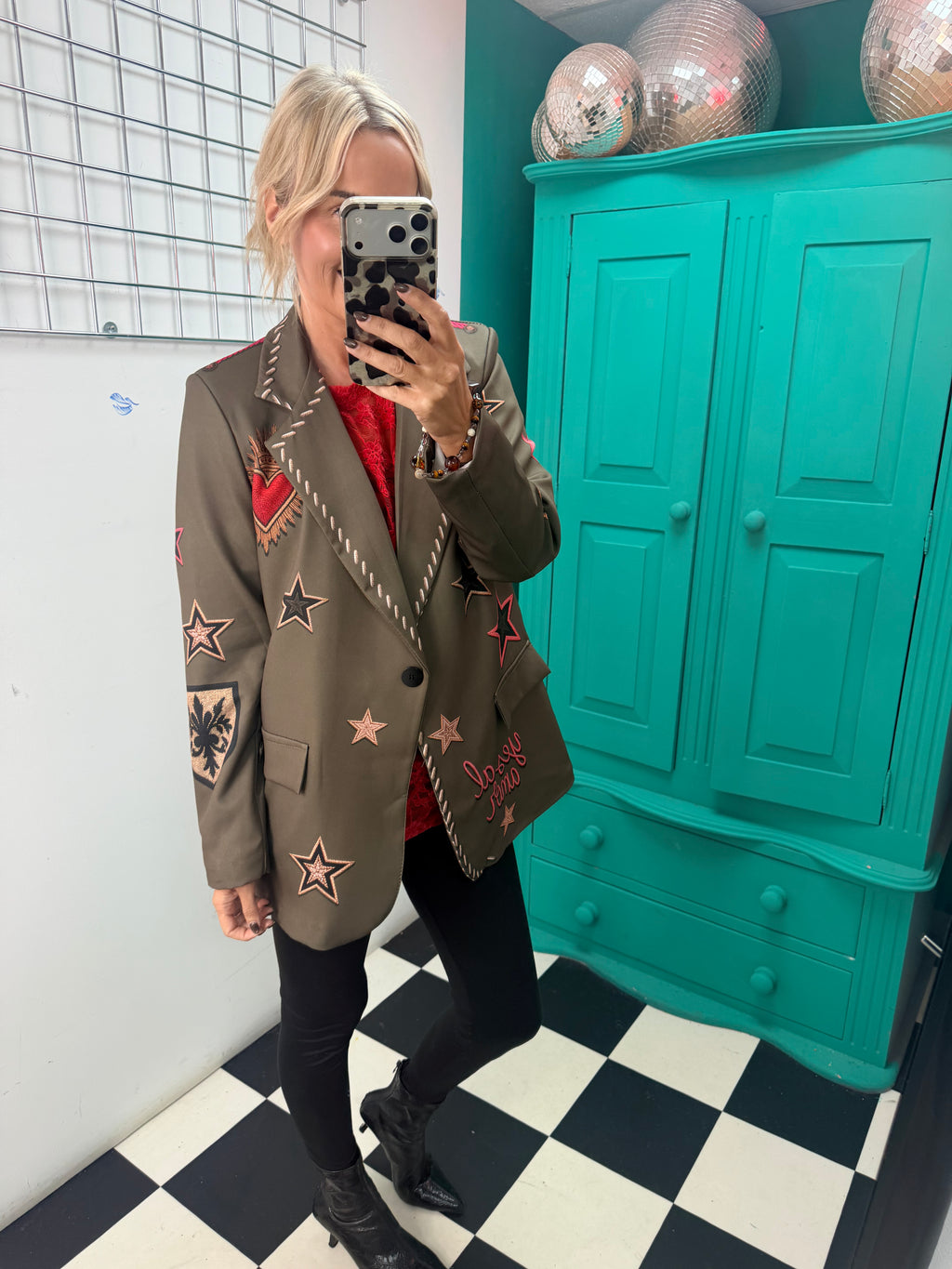 Amor Khaki Heart & Star Blazer