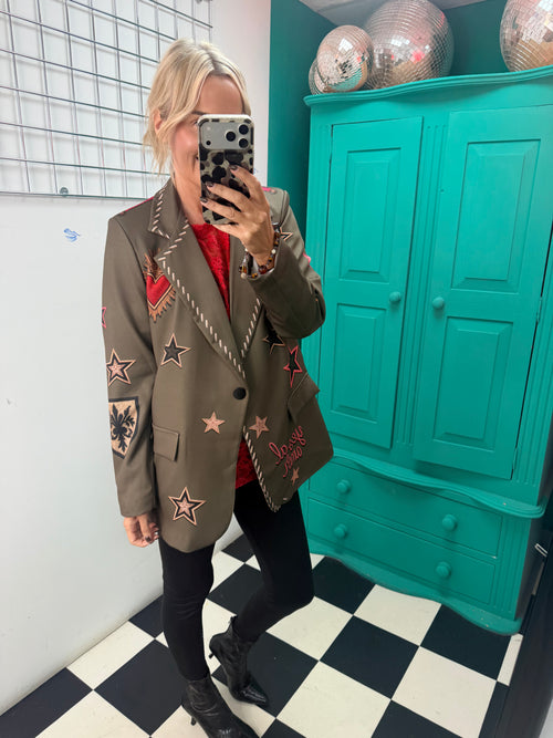 Amor Khaki Heart & Star Blazer