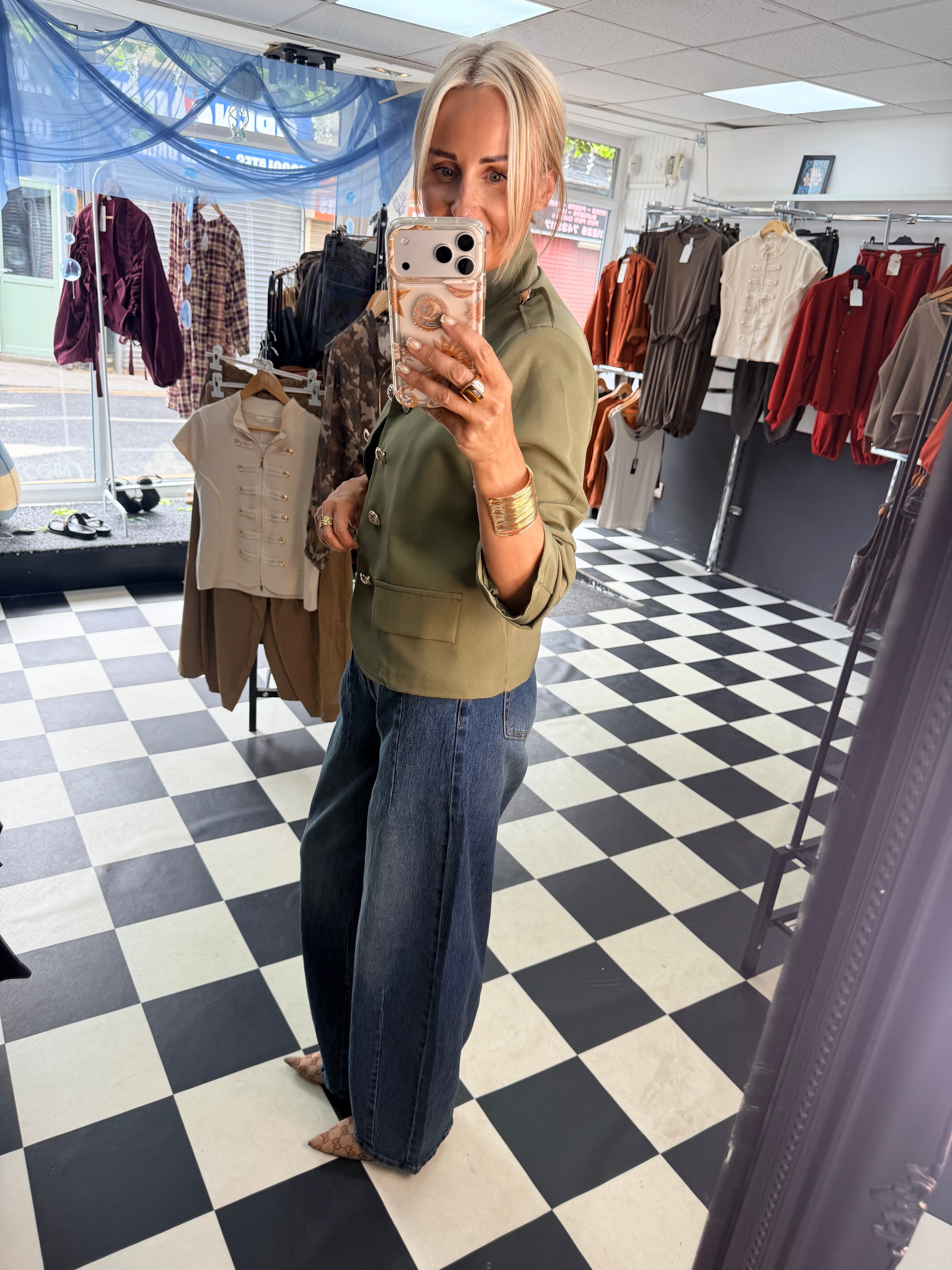 Military Crop Blazer Khaki