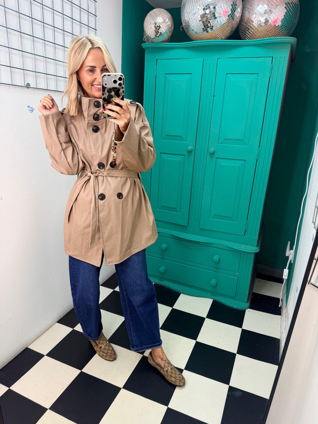 PU Midi Trench Coat Cream